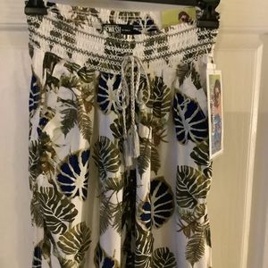 REWASH brand tropical pants, large, long length, 100% Rayon